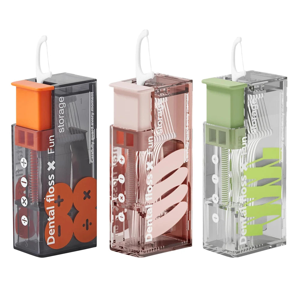 Auto Dental Floss Dispenser Small Hilo Protable Floss Picks Storage Box Refillable Toothpicks Teeth Cleaning Tool Tooth Pick