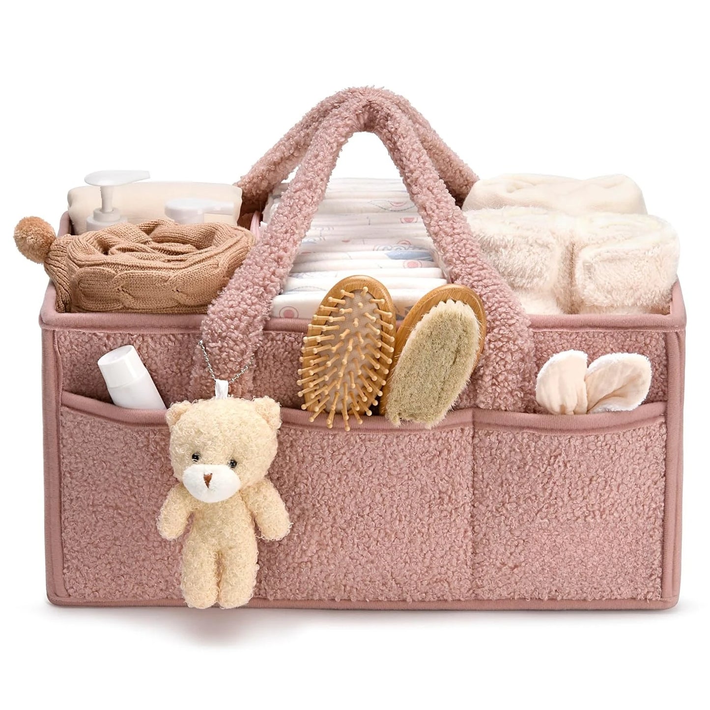 Baby Diaper Caddy Organizer Changing Table & Car Caddy, Nursery Diaper Storage Basket for Diapers & Wipes