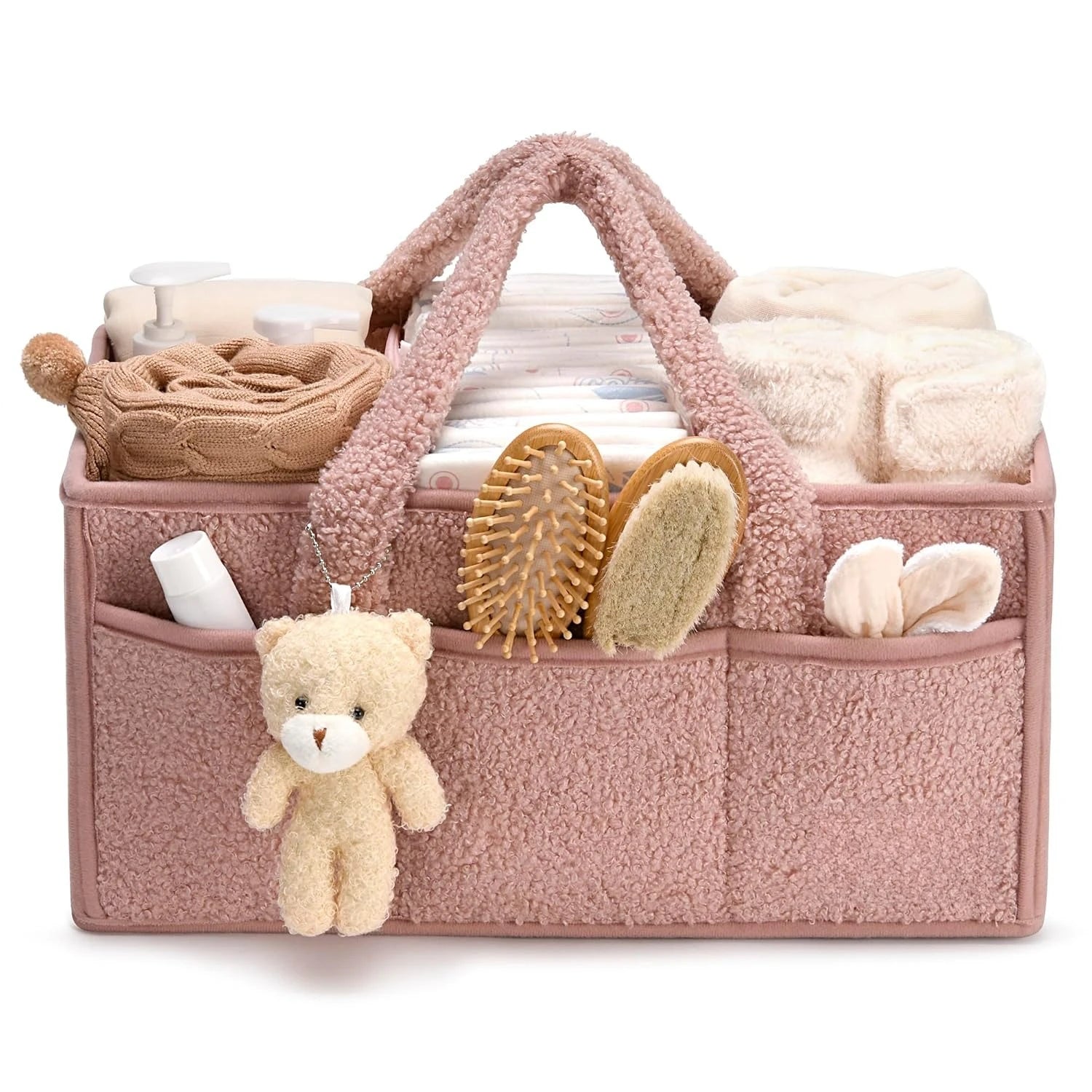 Baby Diaper Caddy Organizer Changing Table & Car Caddy, Nursery Diaper Storage Basket for Diapers & Wipes