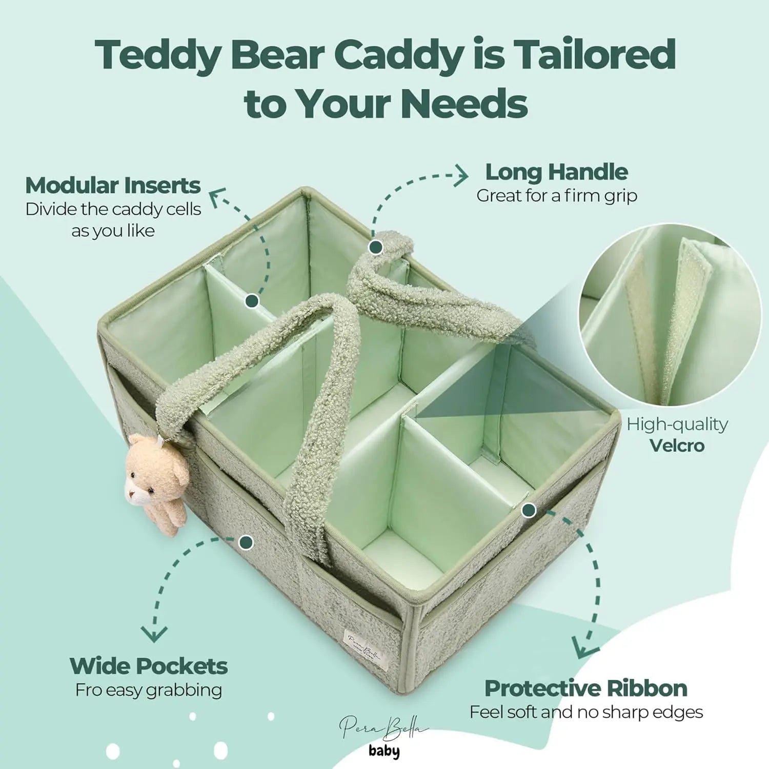 Baby Diaper Caddy Organizer Changing Table & Car Caddy, Nursery Diaper Storage Basket for Diapers & Wipes