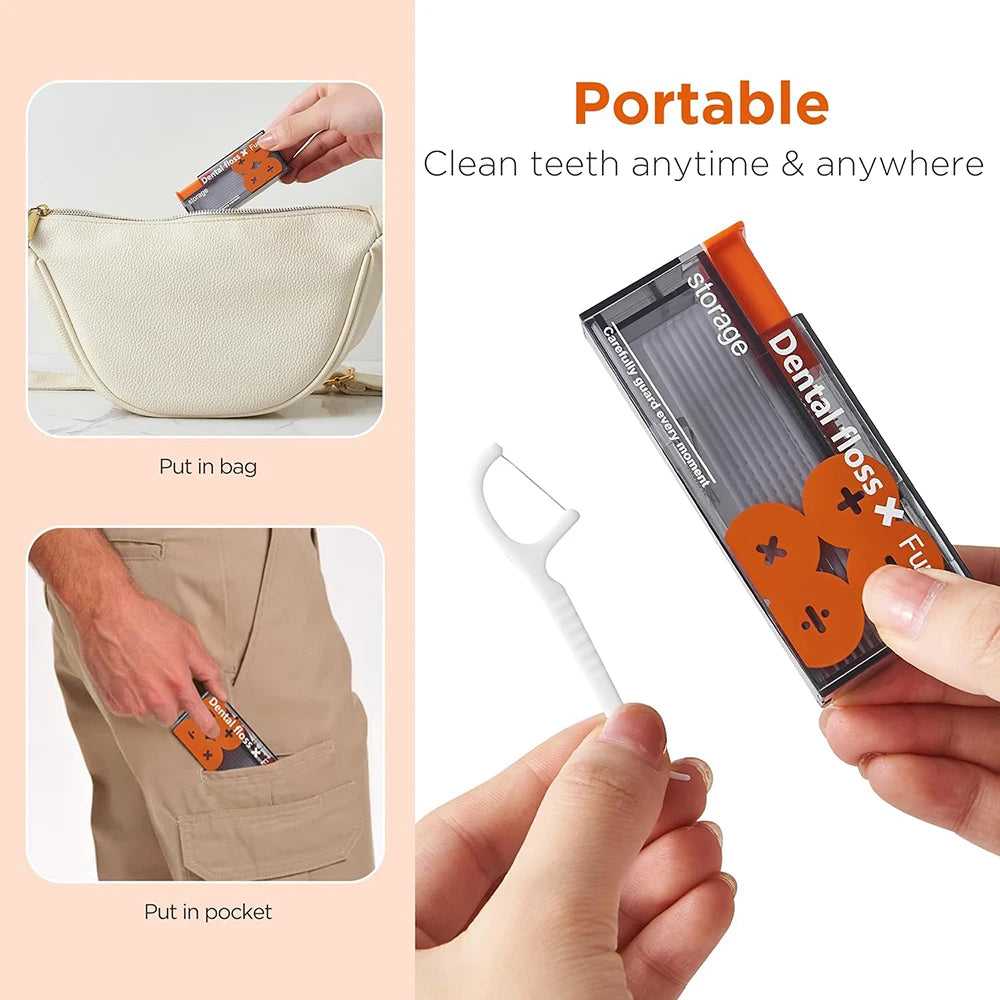 Auto Dental Floss Dispenser Small Hilo Protable Floss Picks Storage Box Refillable Toothpicks Teeth Cleaning Tool Tooth Pick