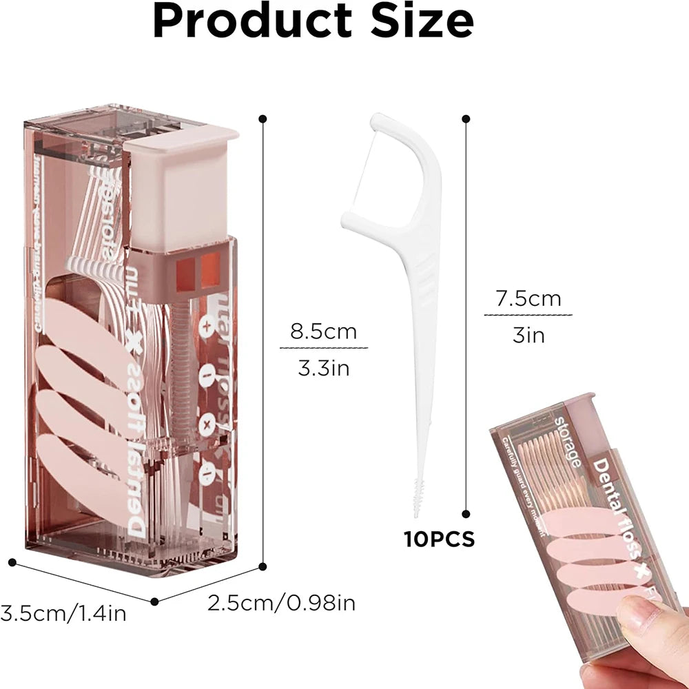Auto Dental Floss Dispenser Small Hilo Protable Floss Picks Storage Box Refillable Toothpicks Teeth Cleaning Tool Tooth Pick