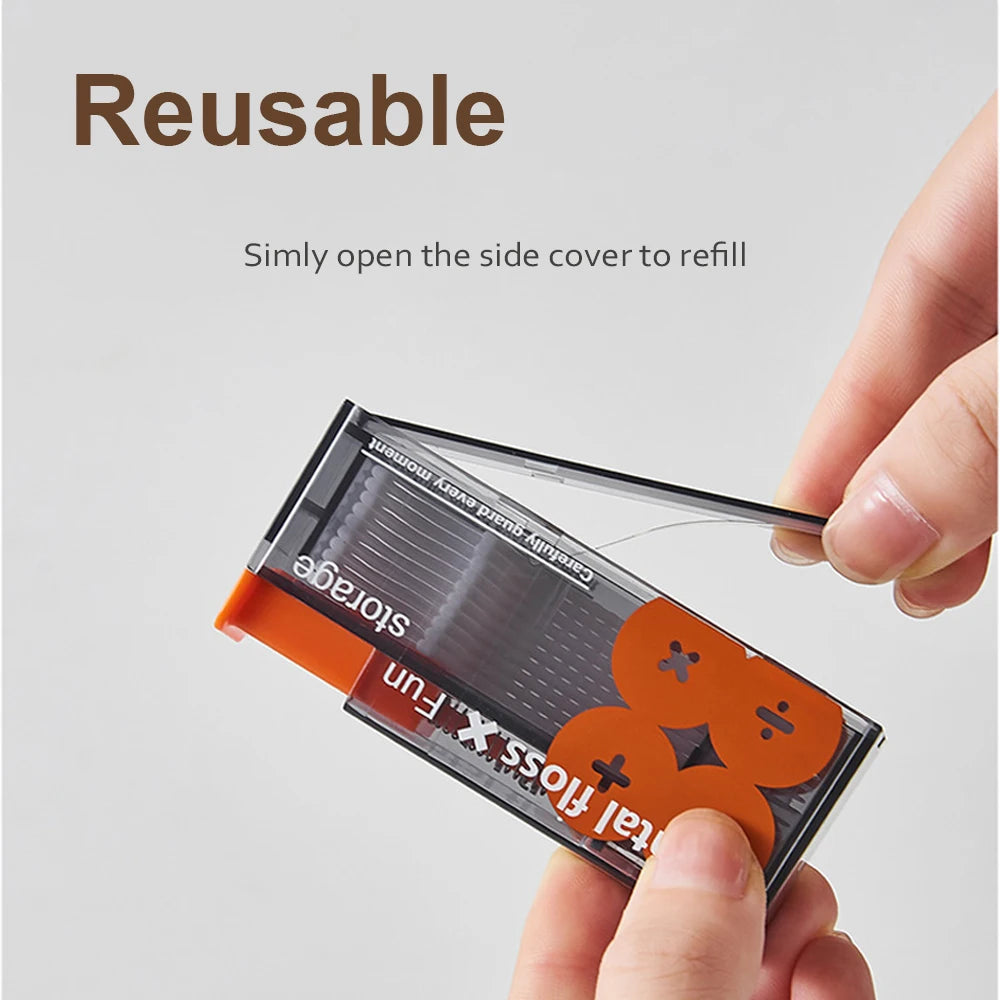 Auto Dental Floss Dispenser Small Hilo Protable Floss Picks Storage Box Refillable Toothpicks Teeth Cleaning Tool Tooth Pick
