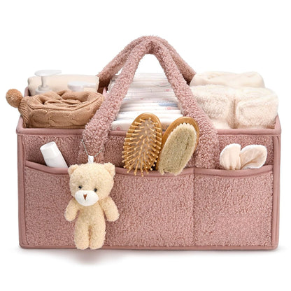 Baby Diaper Caddy Organizer Changing Table & Car Caddy, Nursery Diaper Storage Basket for Diapers & Wipes