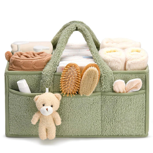 Baby Diaper Caddy Organizer Changing Table & Car Caddy, Nursery Diaper Storage Basket for Diapers & Wipes